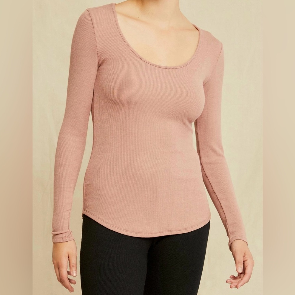 Amour Vert Itana Dream Rib Tee Long Sleeve Medium Quartz